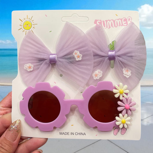 2Pcs Lovely Sparkling Hair Clip Hair Accessories Glasses Set Fashion Shiny Kids Love Glasses Girls Headwear
