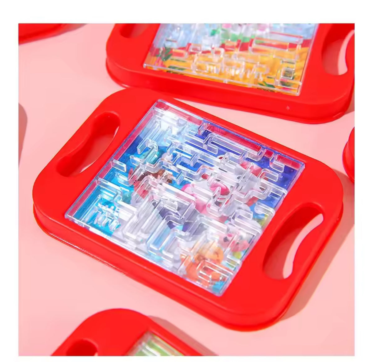 Mini Red Santa Claus Snowman Handheld Balance Ball Maze Board Toy for Kids Christmas