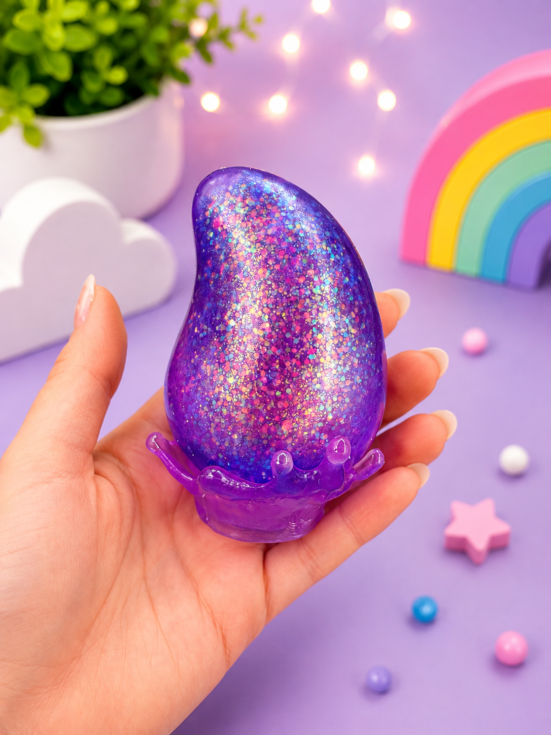 Glittery Egg Squishy Sensory Toy – Super Soft Squeeze Toy