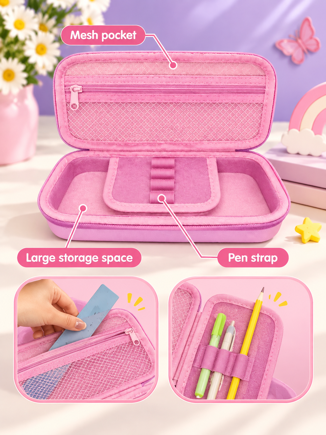 Kids’ Glitter Pencil Case – Mermaid, Butterfly & Football Designs