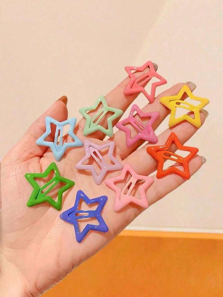 Colorful Star Hair Clips for Girls – 10 Pieces