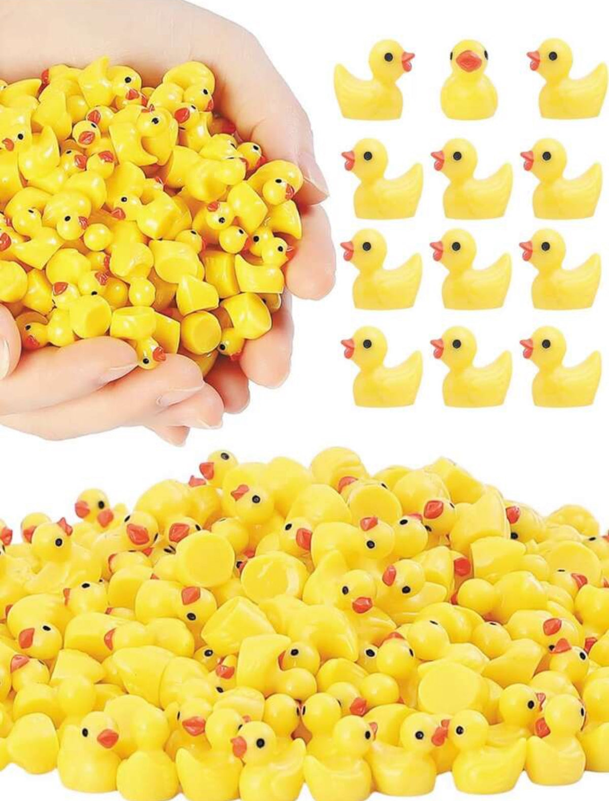 Mini Yellow Duck Figurines – 50 Pieces Jar | Cute Craft & Decoration Charms