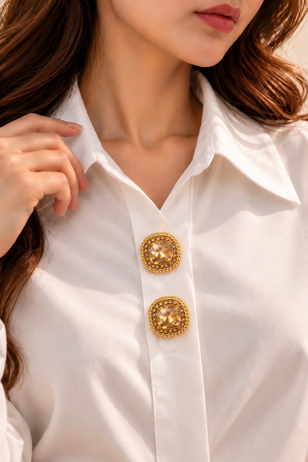 Elegant Gold Crystal Cufflinks – Vintage-Inspired Dress Shirt Accessories