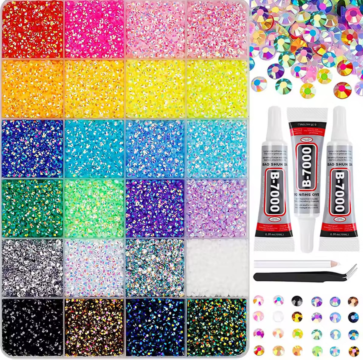 Bling Deco Lab Rhinestones & Crystals Set - 15,25,40 Colors with Precision Tools