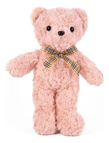 Soft Plush Teddy Bear with Checkered Bow – Cute Gift for Kids & Loved Ones