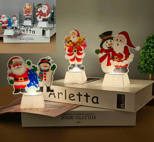 Christmas LED Light Stand – Santa & Tree Acrylic Holiday Decoration