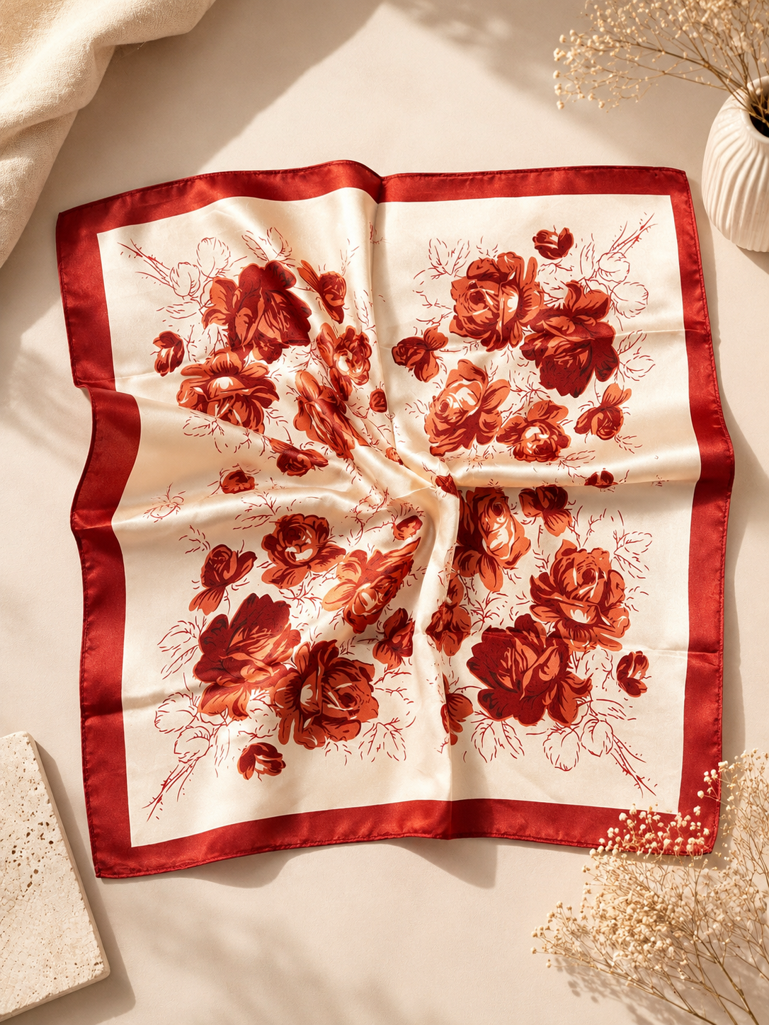 Women’s Satin Square Scarf – 50×50 cm – Assorted Elegant Styles