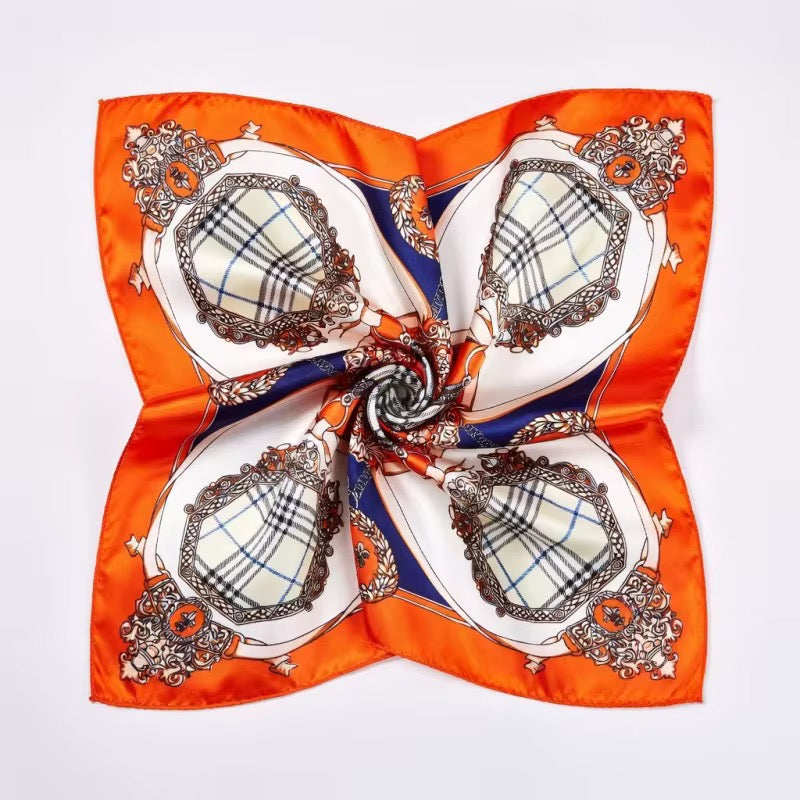 Korean Style Soft Silk Scarf Women's Small Printed Autumn Decorative Neck Tie Headscarf 50*50 Square Scarf
