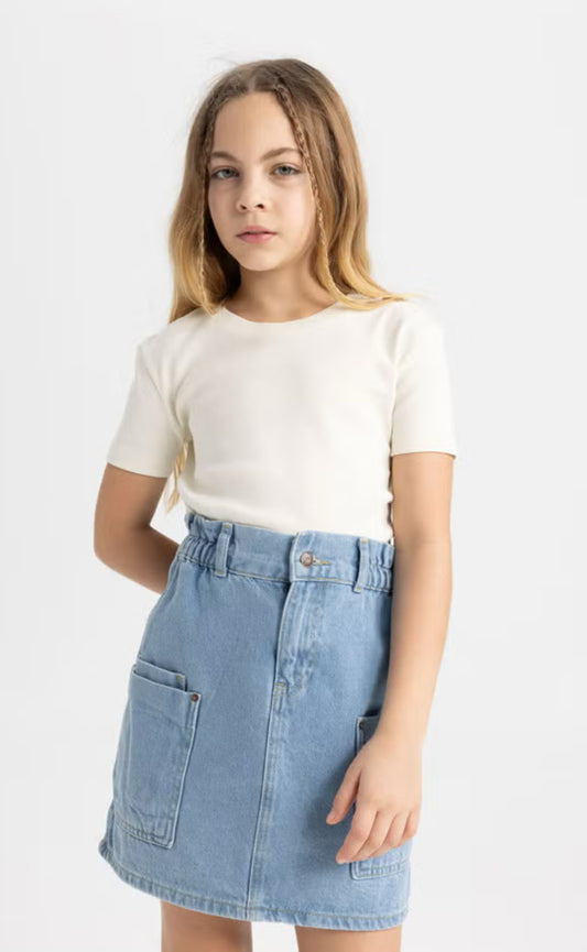 Defacto Girl Slim Fit Knitted Short Sleeve Body - 9Years