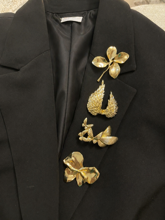 1Pc Elegant Gold Brooch Pins – Floral & Butterfly Design | Sold Individually