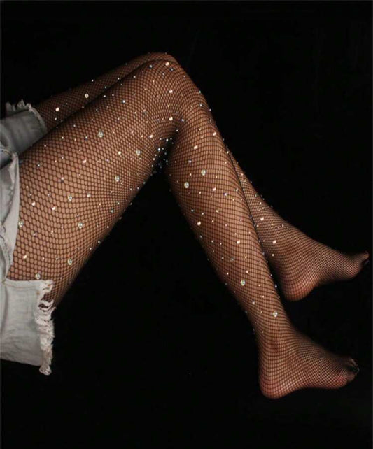 New Women Sexy Ladies Rhinestone Glitter Tights Pantyhose Hard Yarn Elastic Shiny High Quality Thin Fishnet Stockings
