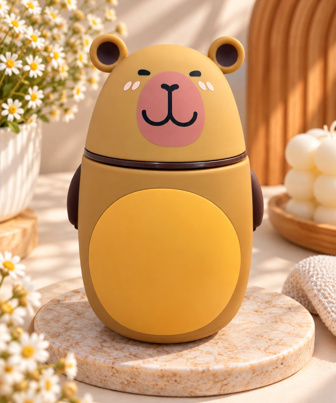 Cute Bear-Shaped Cup with Lid – 300ml