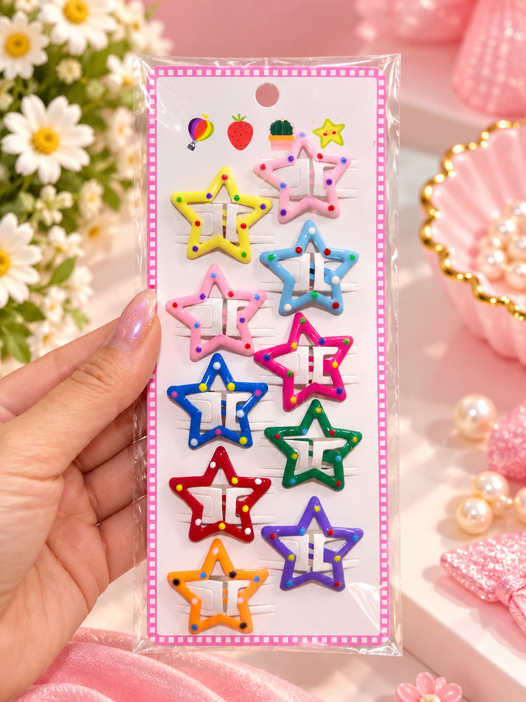 Colorful Star-Shaped Hair Clips – 10 Piece Set