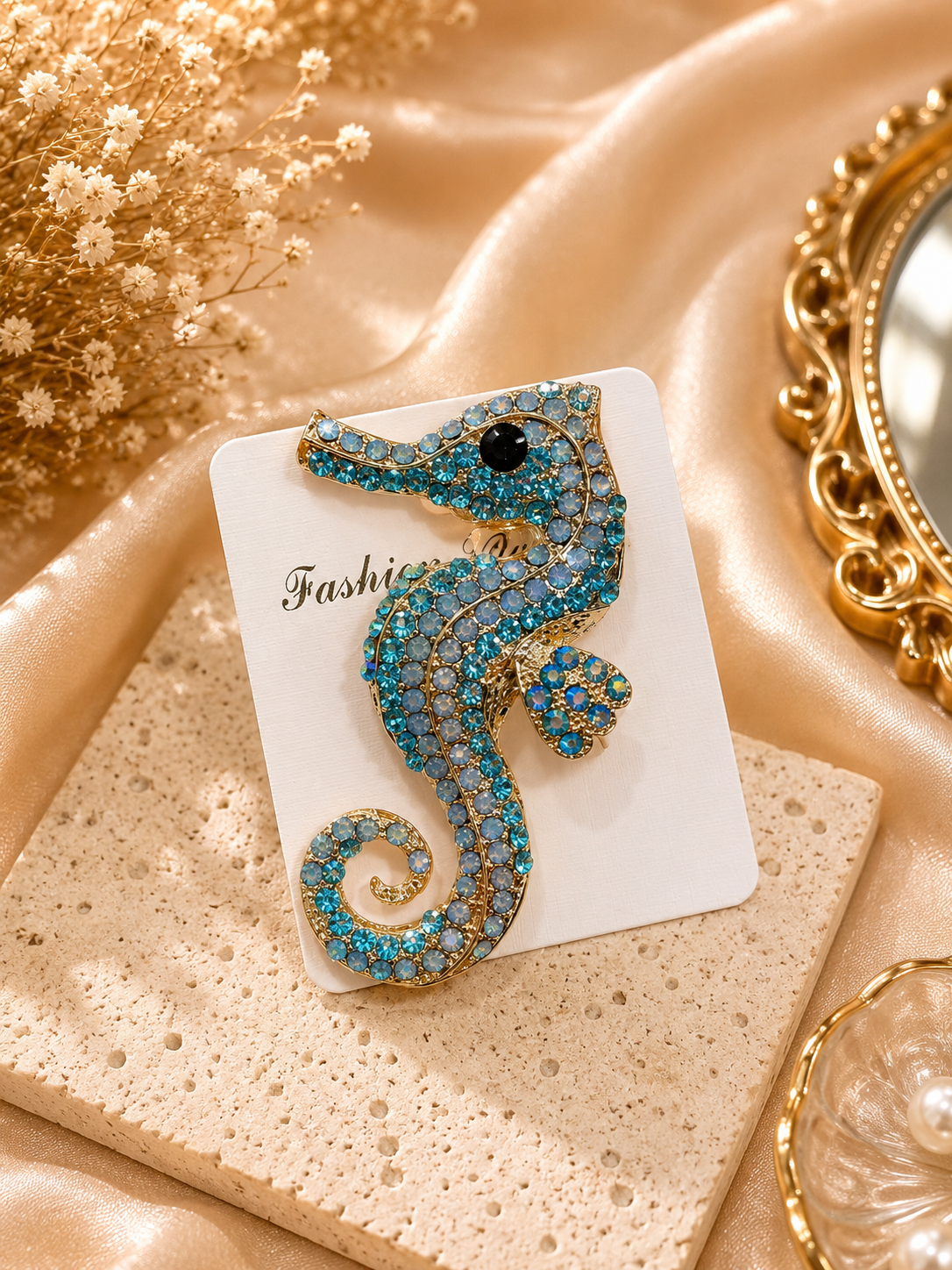 Rhinestone Sea-Inspired Brooch Collection – 4 Styles