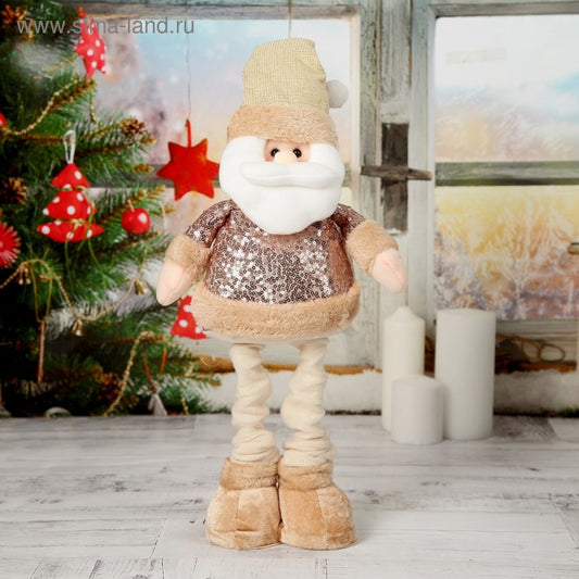 🎄 Sequin Santa Claus Soft Toy – Standing Christmas Decoration (Brown, 41 cm)