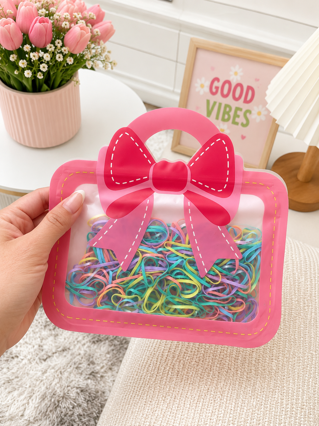 Cute Cartoon Rubber Band Storage Pouch – Mini Handbag Organizer for Kids