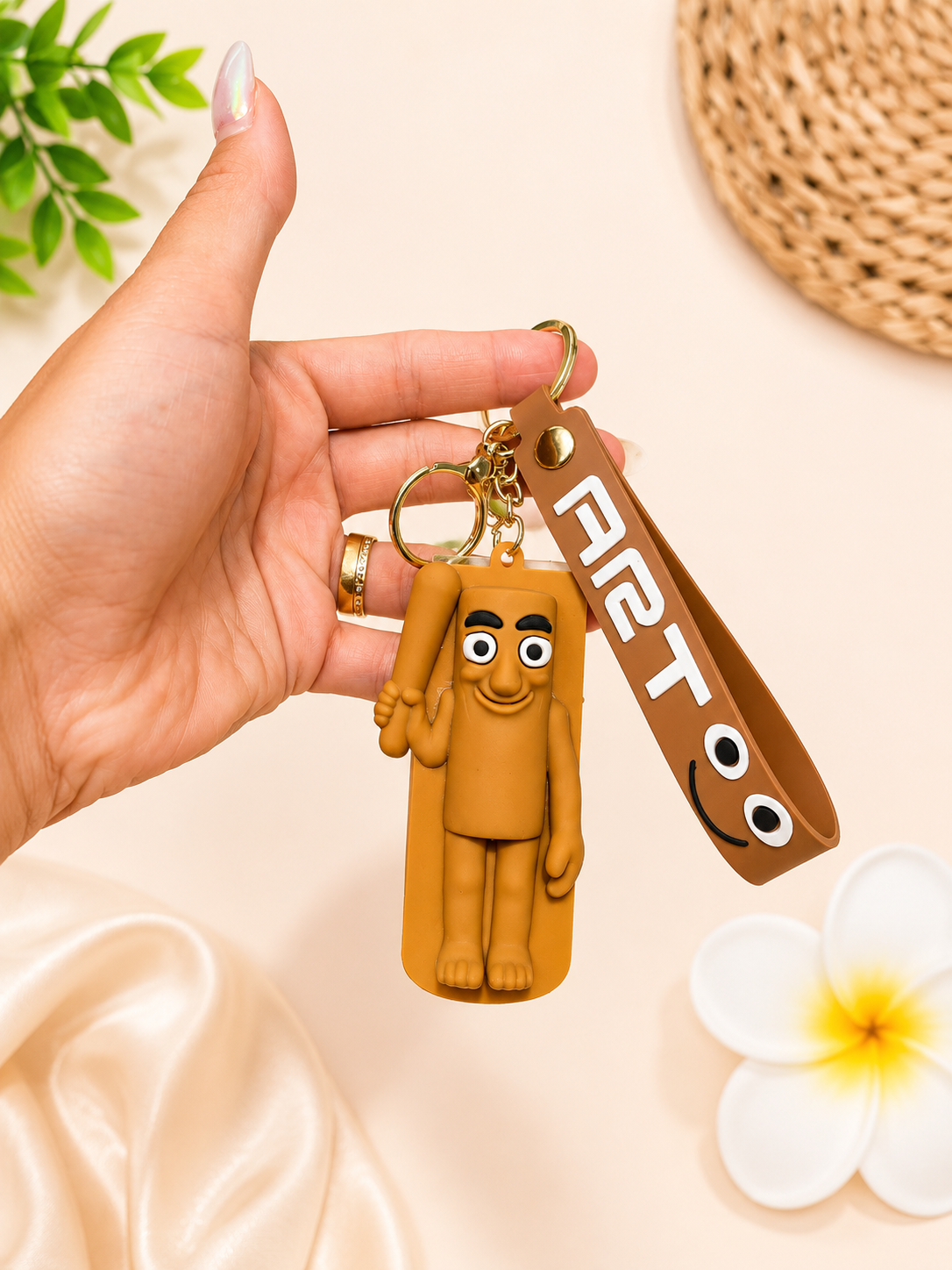 Cute Cartoon Character Keychain with Mini Comb & Mirror