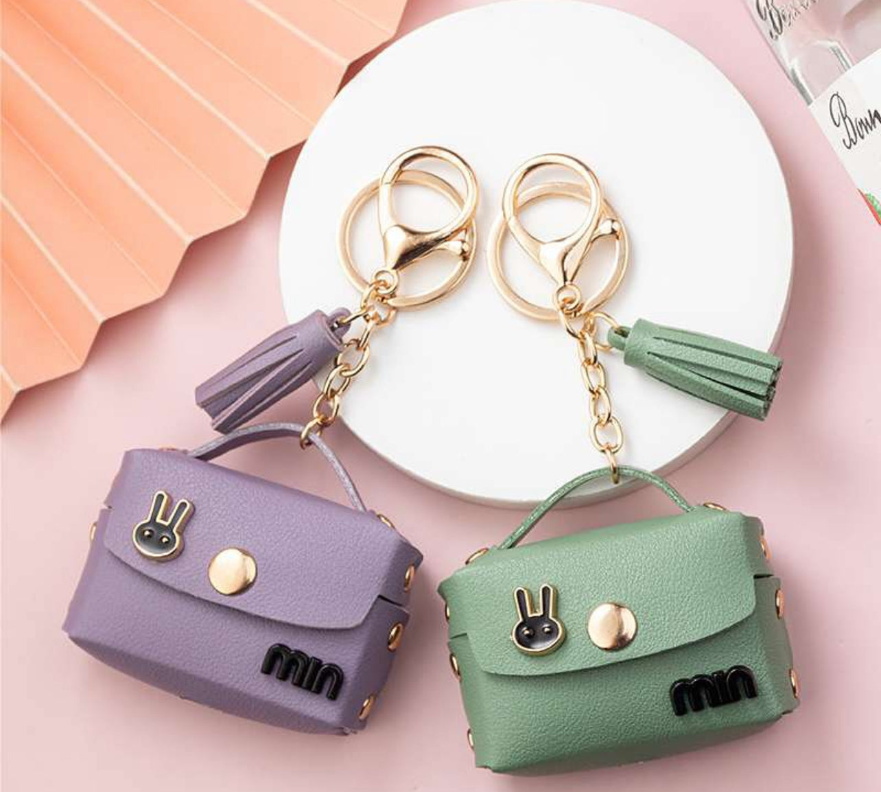 Portable PU Leather Keychain for AirPods 3 Earbuds Case