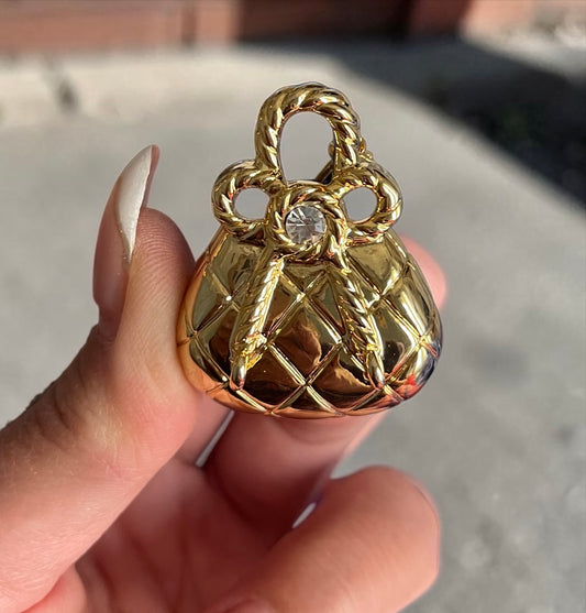 Luxury Quilted Handbag Brooch Pin – Gold Plated Crystal Accent
