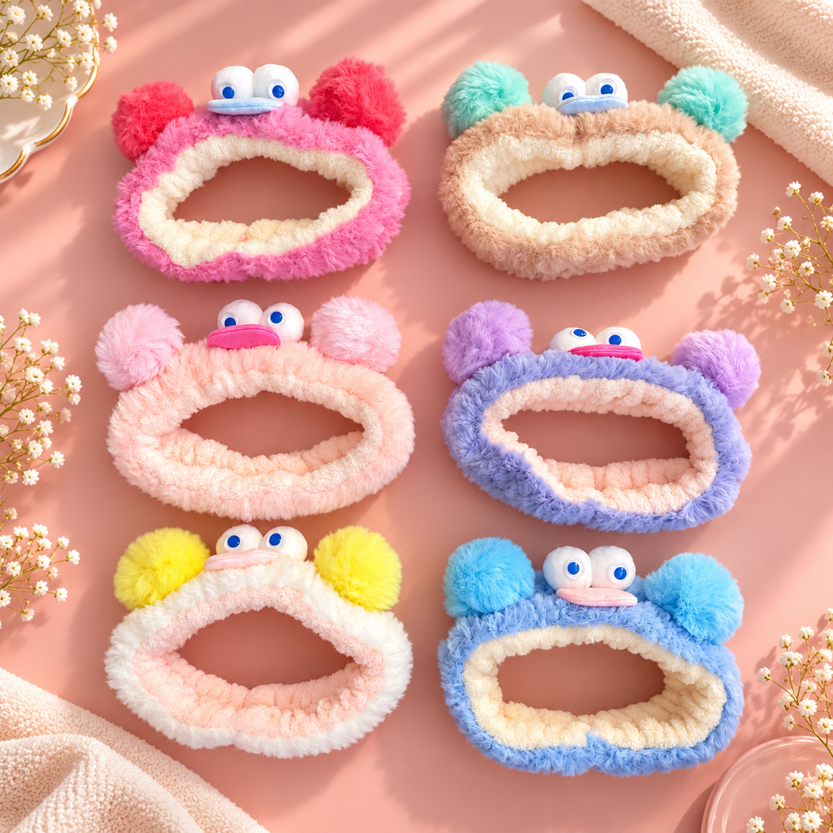 Cute Cartoon Plush Spa Headband – Soft & Fluffy Animal Design
