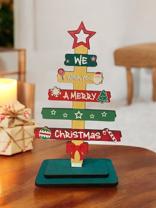 Christmas Tree Desktop Decoration,Wood Desktop Decor With English Text