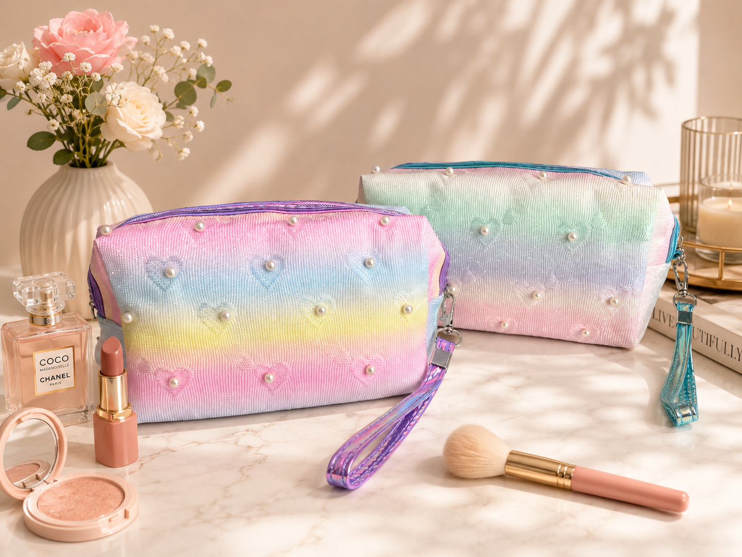 Pastel Pearl Makeup Pouch