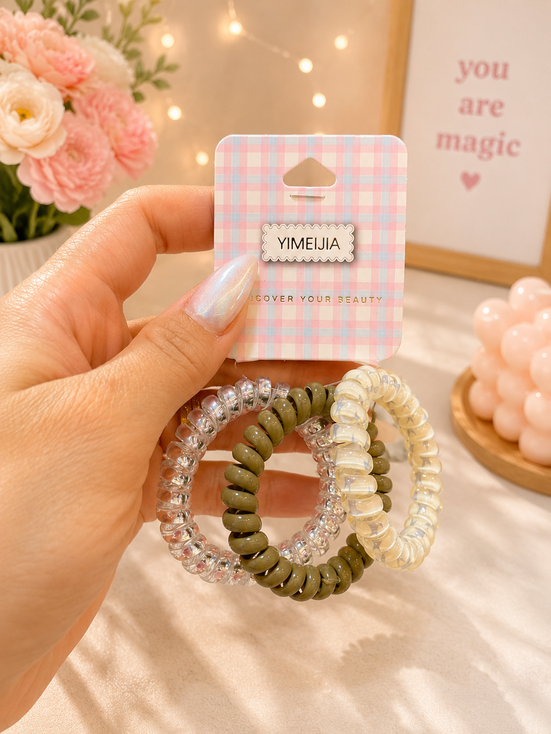 YIMEIJIA Spiral Hair Ties – Stylish No-Crease Hair Elastics
