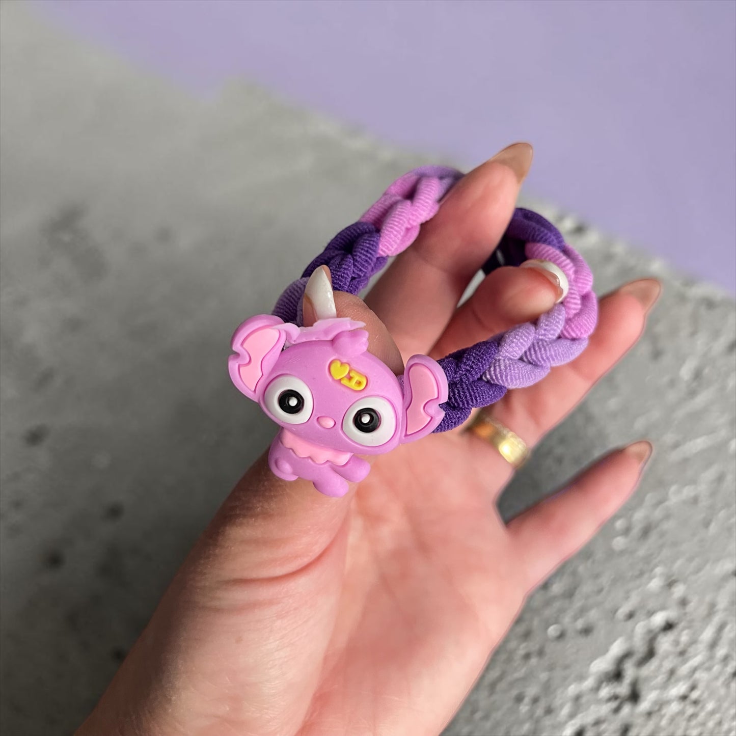 Cute Cartoon Braided Hair Tie & Flower Claw Clip Set
