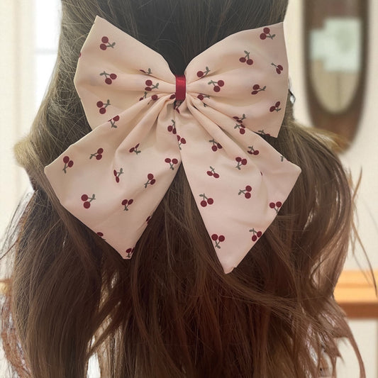 Red & White Big Bow Hair Clip