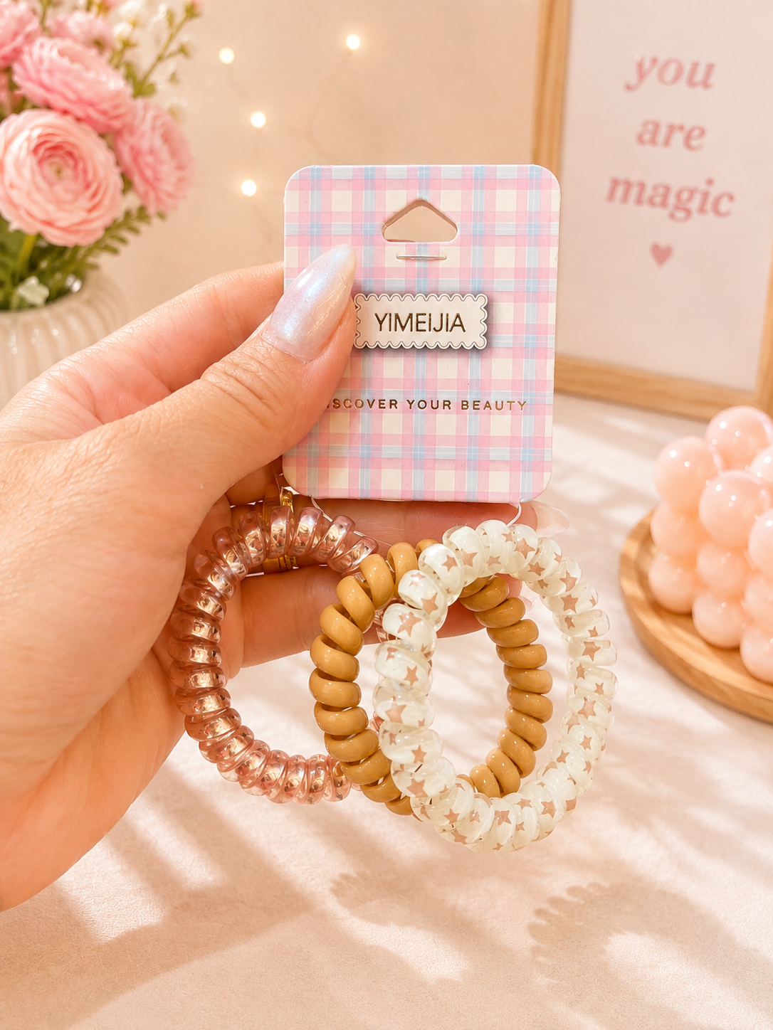 YIMEIJIA Spiral Hair Ties – Stylish No-Crease Hair Elastics