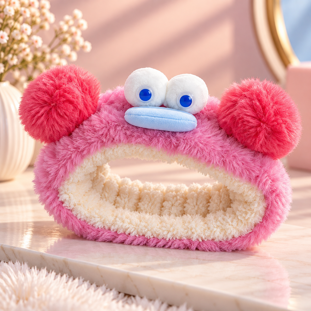 Cute Cartoon Plush Spa Headband – Soft & Fluffy Animal Design