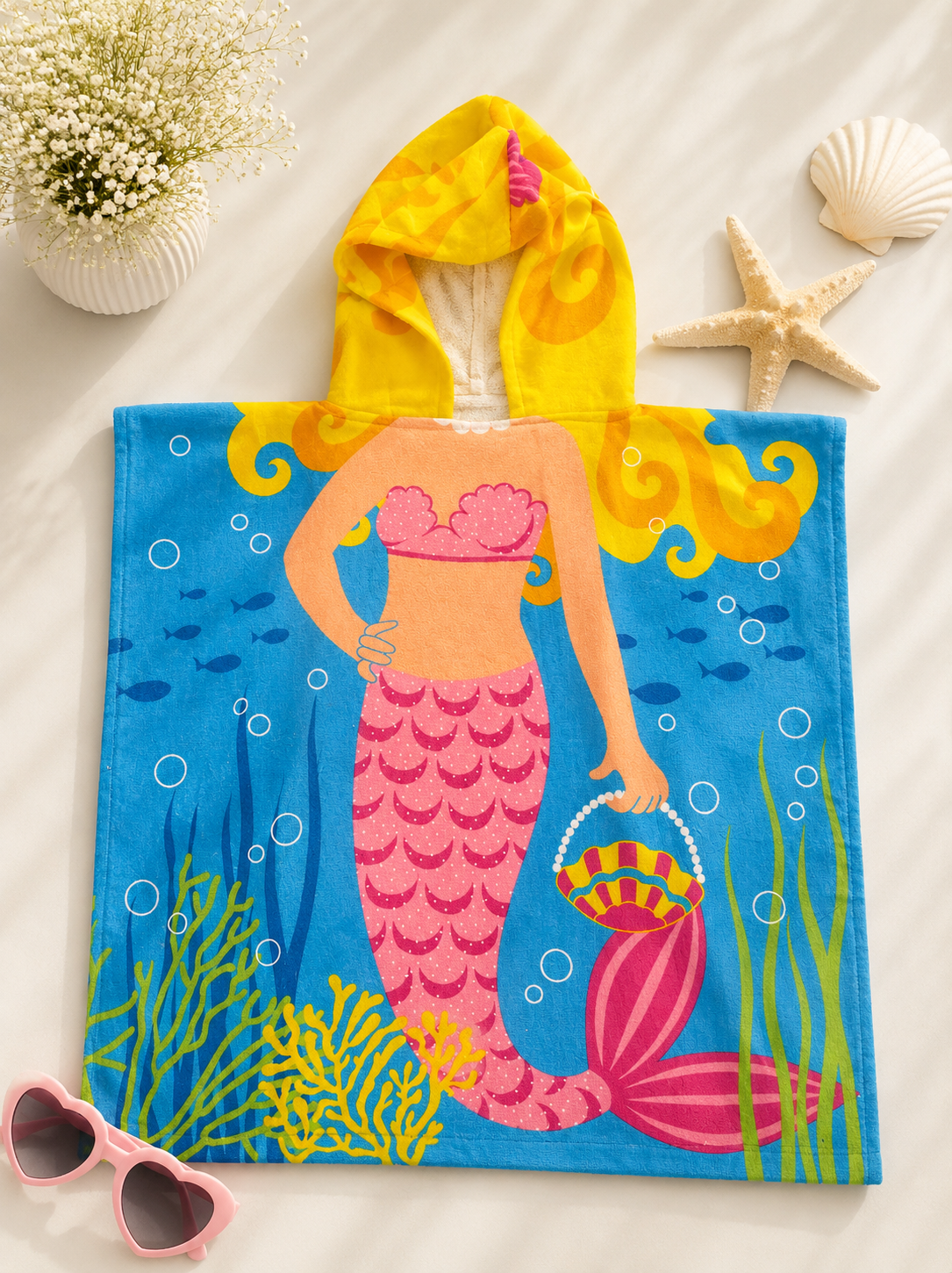 Boys & Girls Kids Hooded Beach Poncho Towel - Free Size