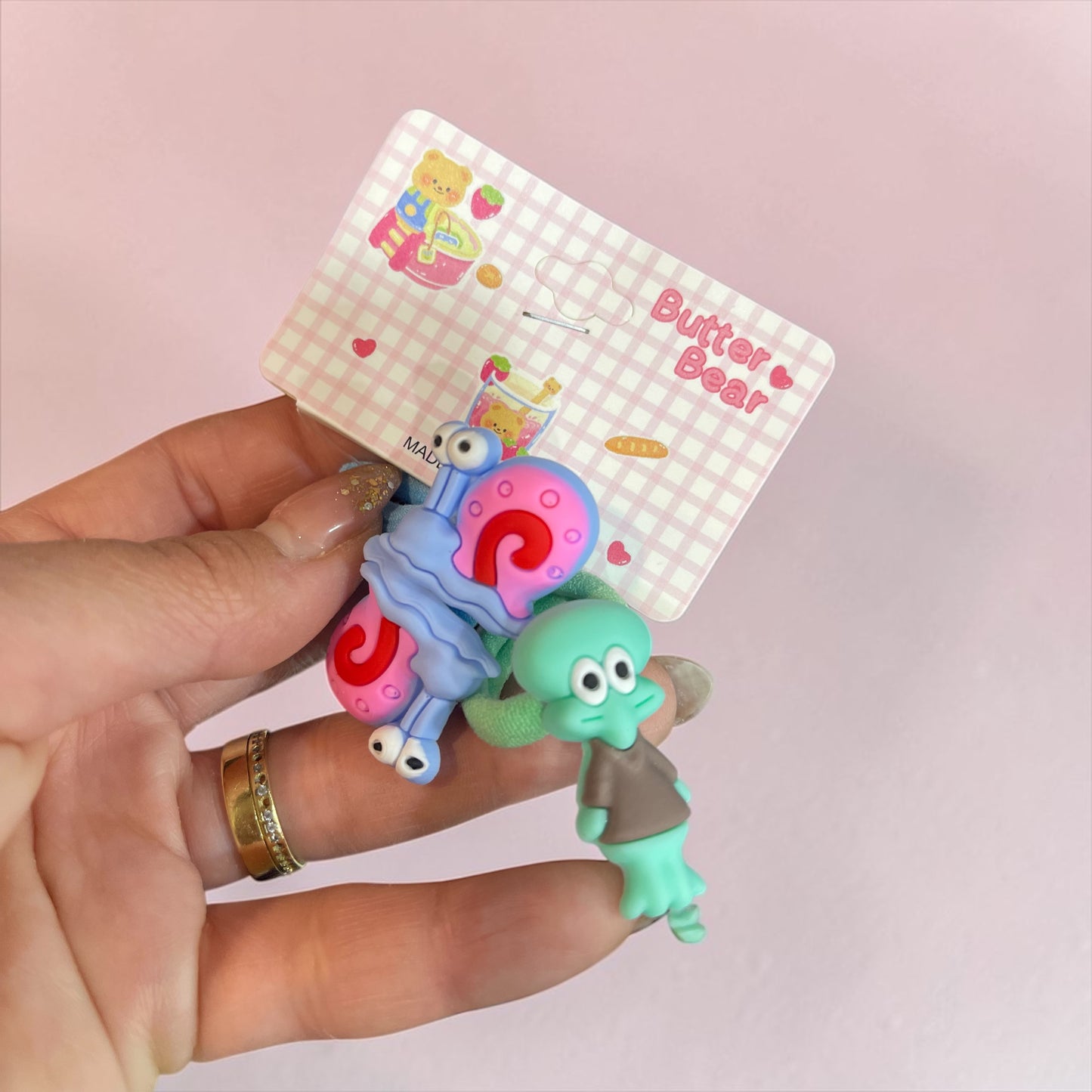 Cute Cartoon Hair Ties Set – SpongeBob & Friends Elastic Hair Bands for Girls (3 Random Pieces)
