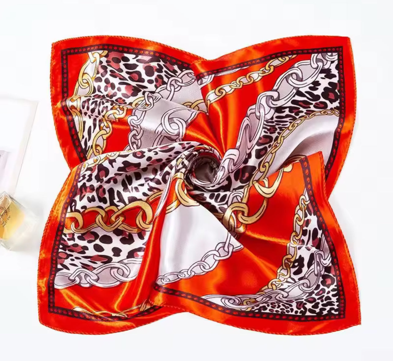 Satin Leopard & Chain Print Scarf – 3 Colors
