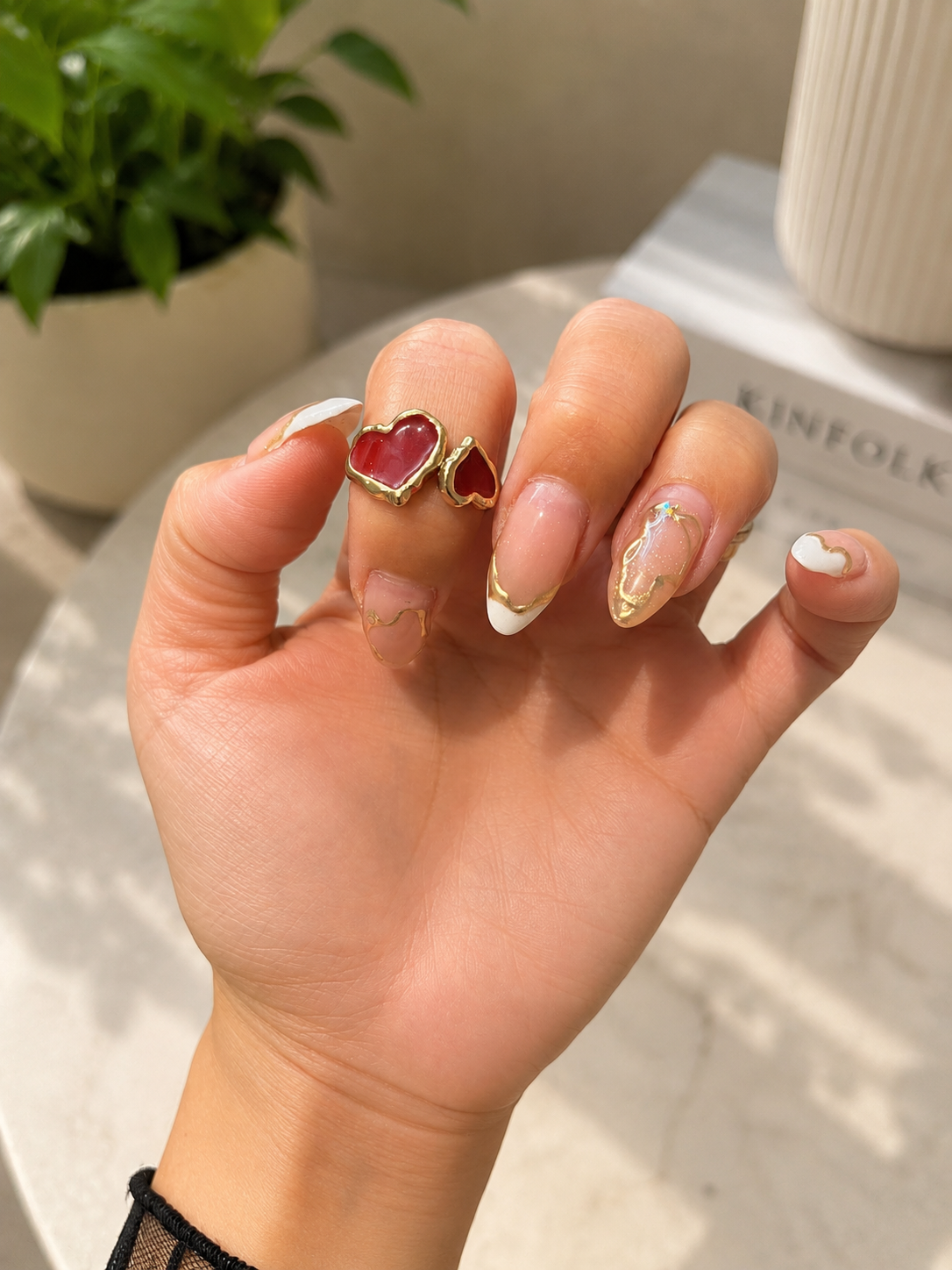 Trending Red Enamel Ring – Gold-Tone Stainless Steel (Free Size Adjustable)