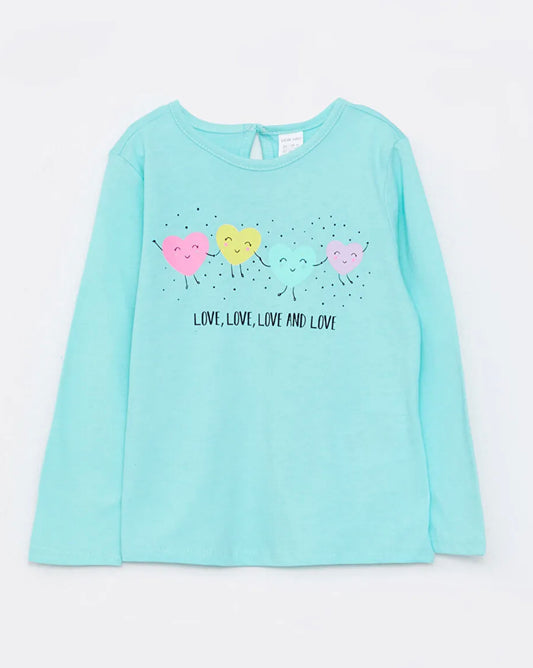 LCW ECO Crew Neck Long Sleeve Printed Baby Girl T-shirt - 6,9,12 Months
