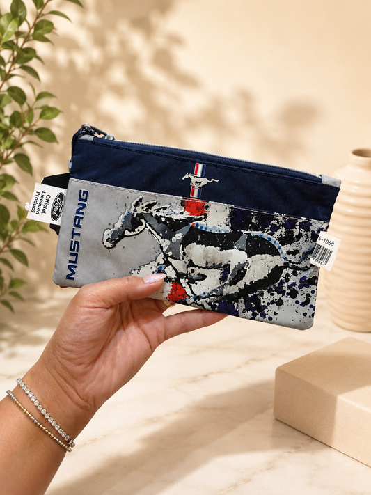 Mustang Printed Pencil Case with Zip Closure