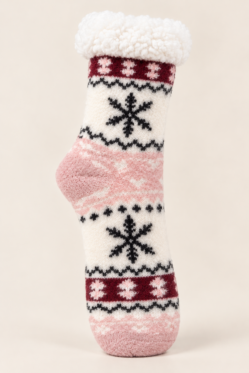 Women’s Cozy Fleece-Lined Christmas Winter Socks – Snowflake & Heart Pattern