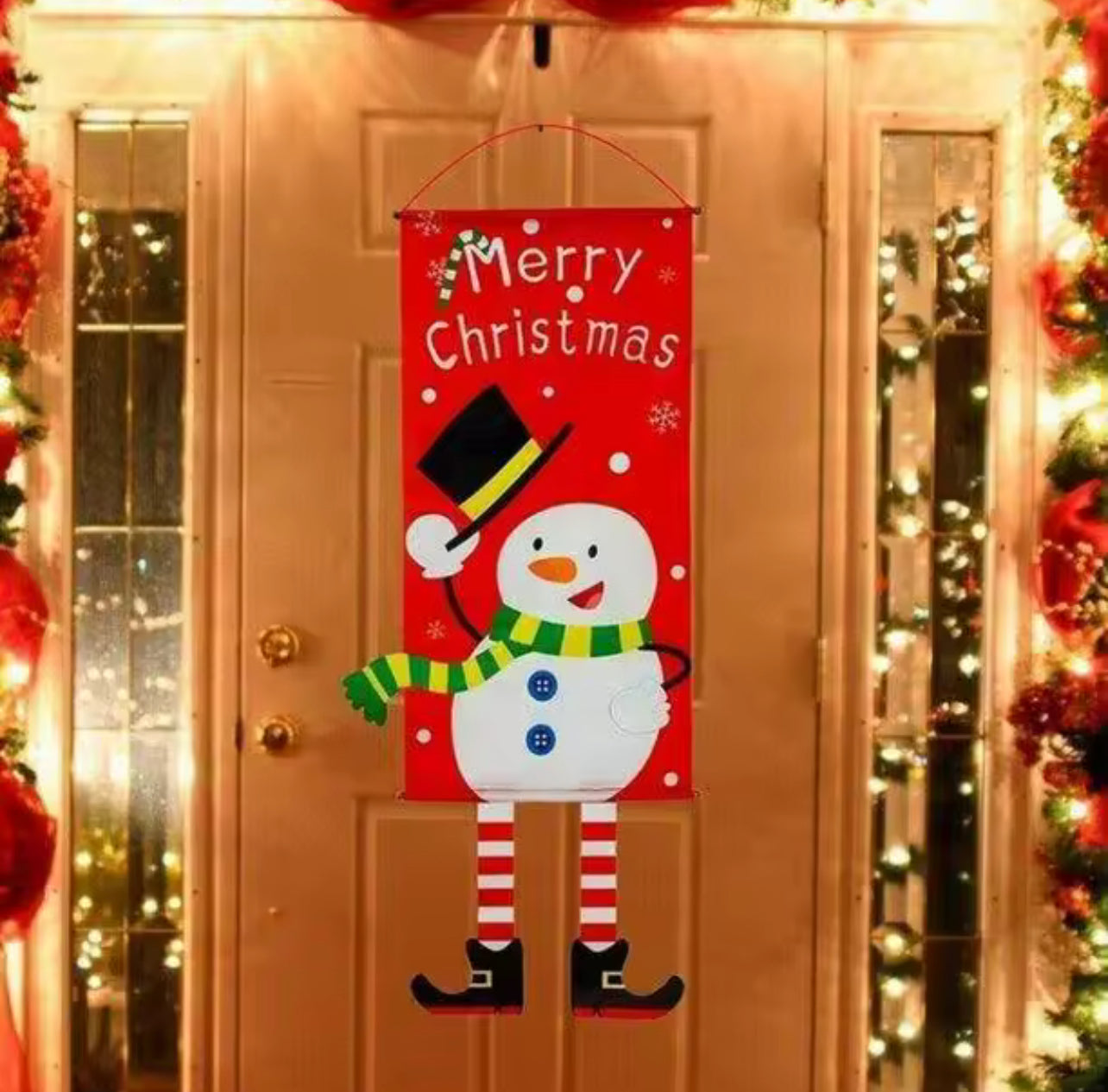 Merry Christmas Santa Claus Banne Home Decoration Party Supplies Elk Snowman Window Hanging Door Hanging Ornament Festival Gifts