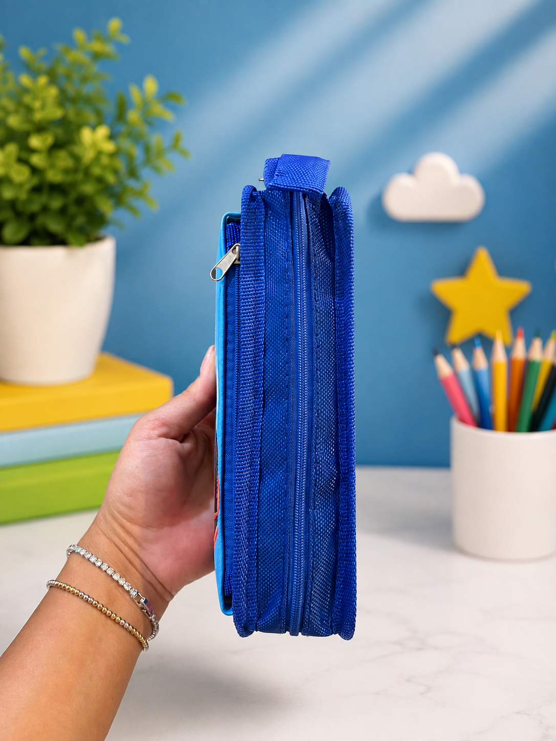 Kids Off-Road Car Pencil Case – Blue Double-Zip School Pouch
