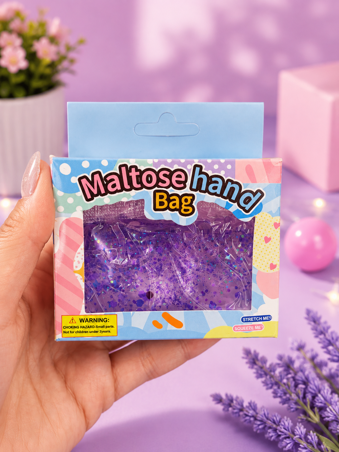 Glitter Maltose Hand Bag – Squeeze & Stretch Sensory Toy