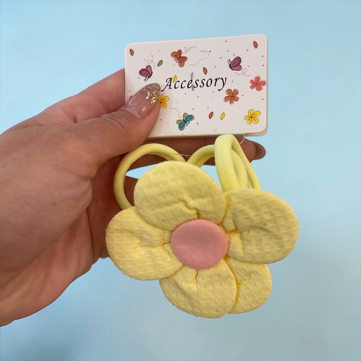 3Pcs Cute Daisy Flower Hair Ties Set – Soft Pastel Elastic Hair Bands for Girls