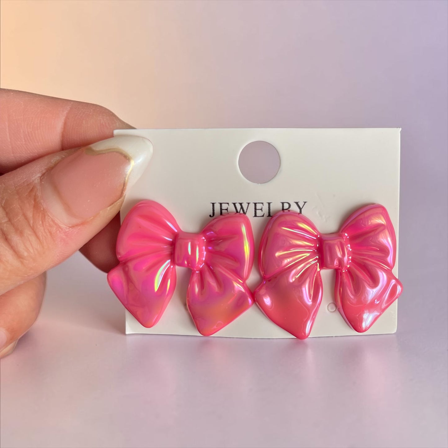 Glossy Bow Stud Earrings