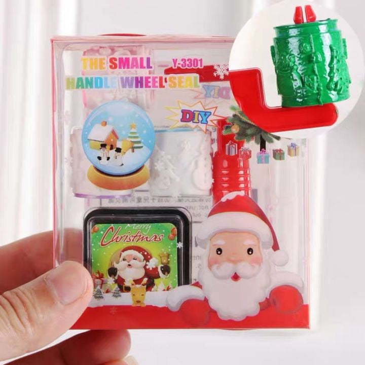 Christmas Roller Stamp Creative Ink Pad Roller Printing Set Children Gifts