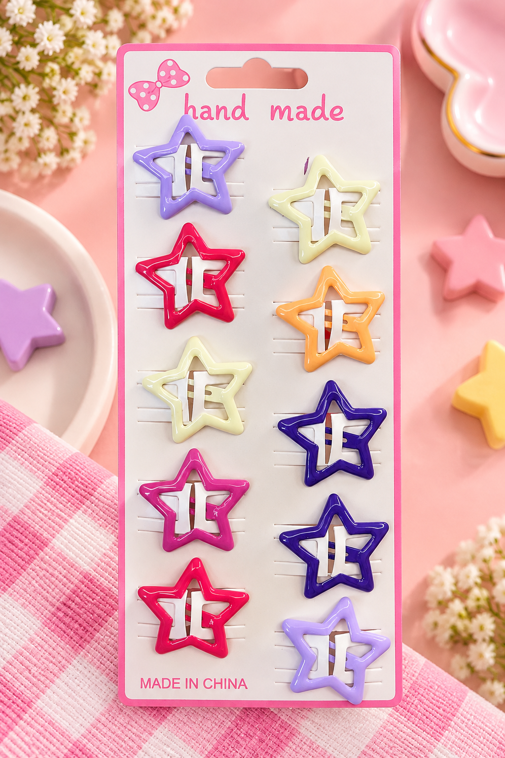Colorful Star Hair Clips for Girls – 10 Pieces