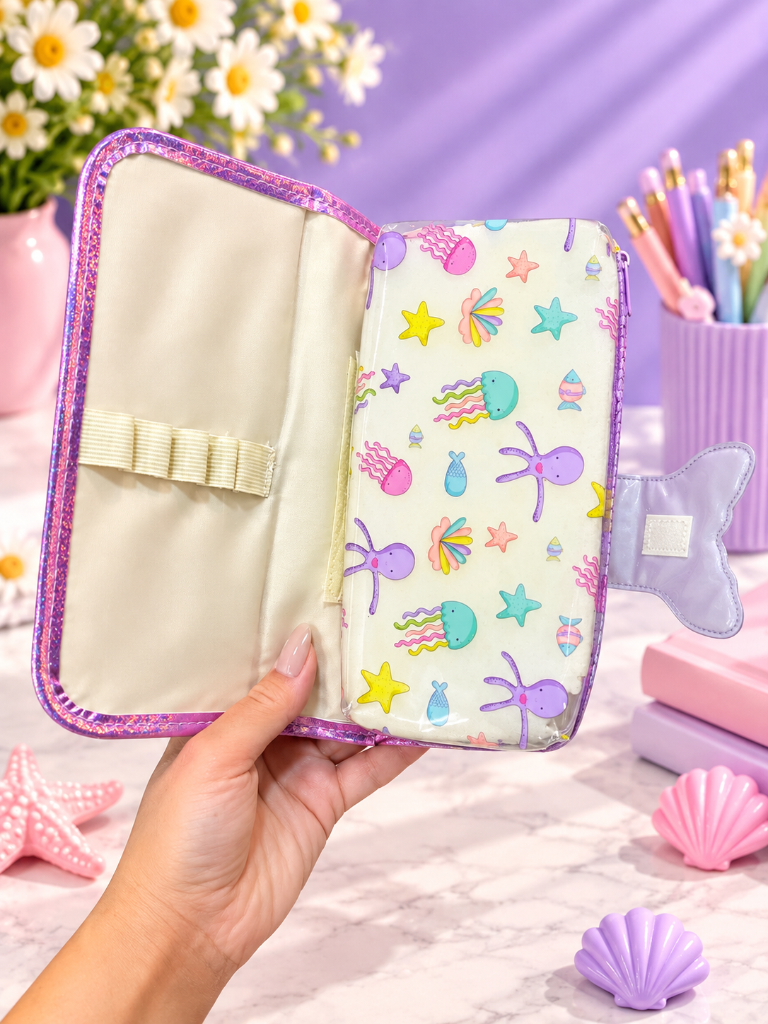 Kids’ Glitter Pencil Case – Mermaid, Butterfly & Football Designs