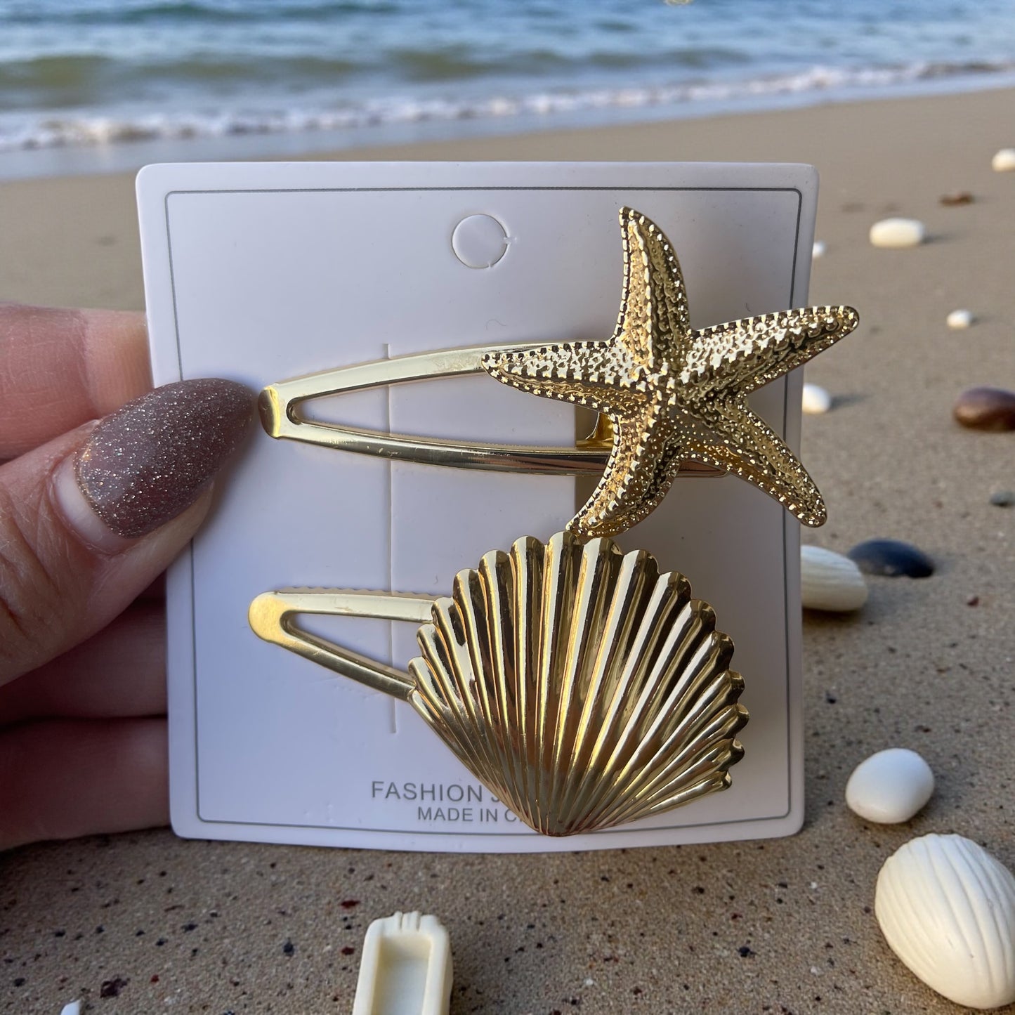 ✨ Coastal Gold Hair Clips – Sea-Inspired Elegance for Every Look - 2Pcs Shell Hair Clips Set