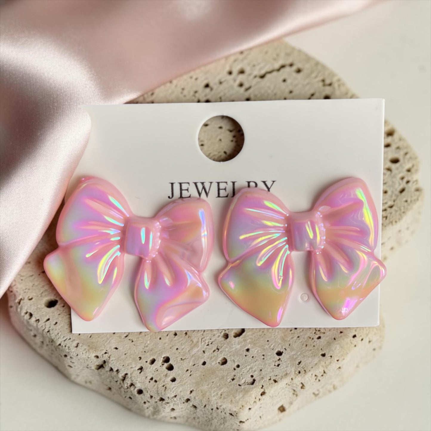 Glossy Bow Stud Earrings