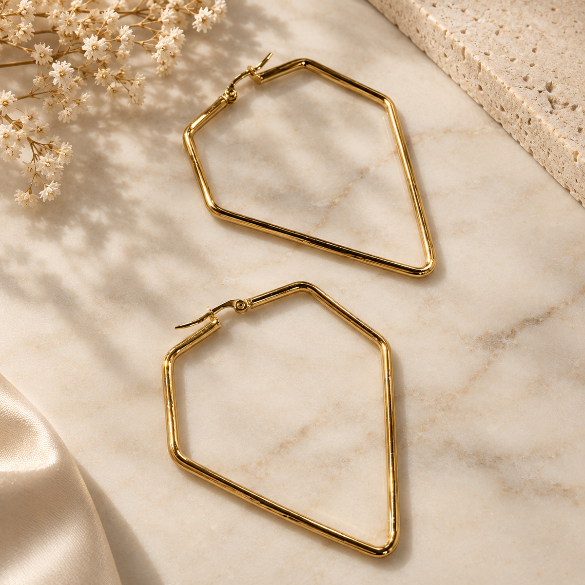 Gold Stainless Steel Statement Hoop Earrings – Multiple Styles