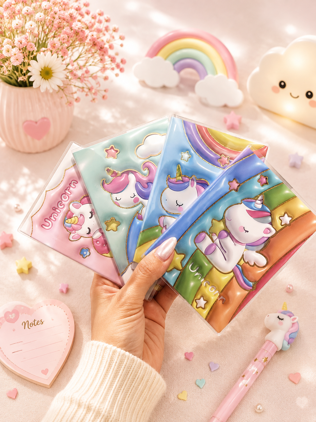 Cute Unicorn Pastel Notebook – Kawaii Rainbow Design